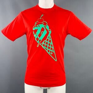 ICECREAM Size M Red Green Graphic Cotton Crew Neck T-shirt